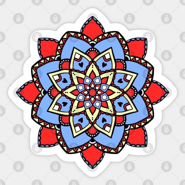 Red and blue mandala pattern Sticker by destinybetts